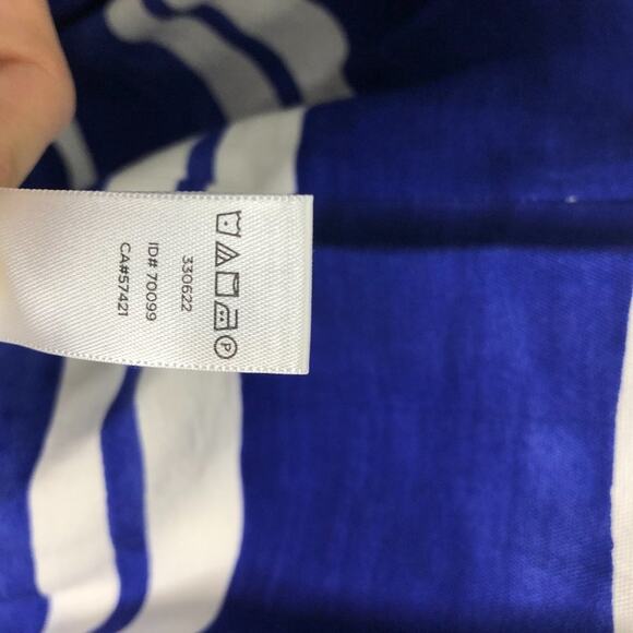 LOFT Stripe Flare A Line Dress Blue Nautical Pleat - Picture 8 of 9